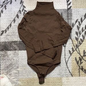 Skims Brown Mockneck Longsleeve Bodysuit